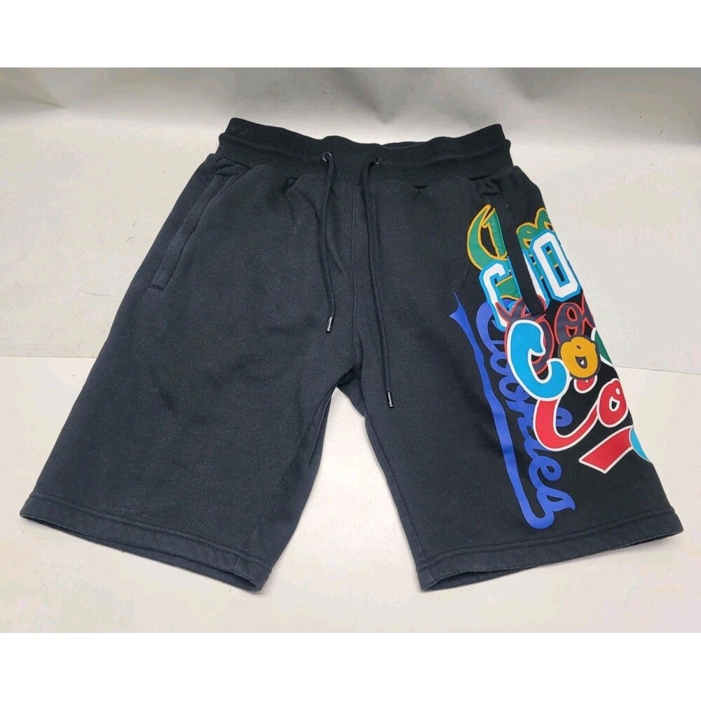 Cookies InFamous Black Sweat Shorts Fleece Men's M Colorful Thigh Script